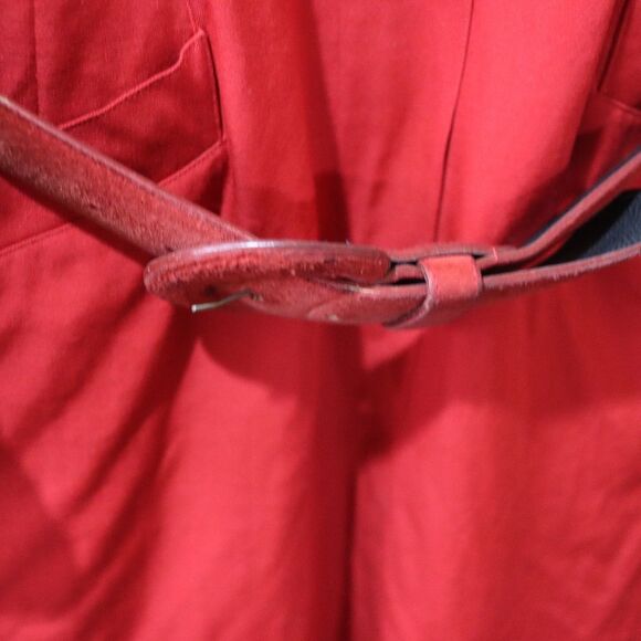 Ellen Tracy Red Wool Belted Shirt Dress 10 - Picture 11 of 16